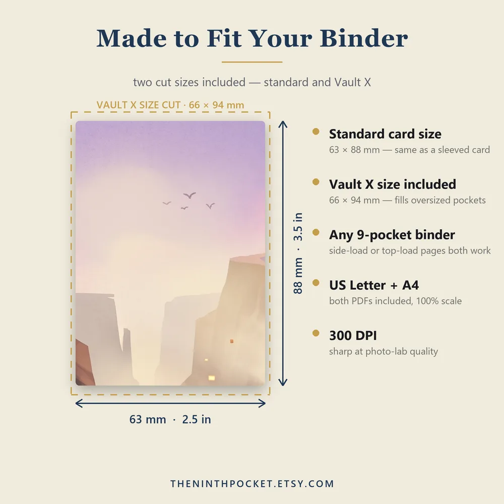 Tile size guide: standard 63 by 88 mm and Vault X 66 by 94 mm