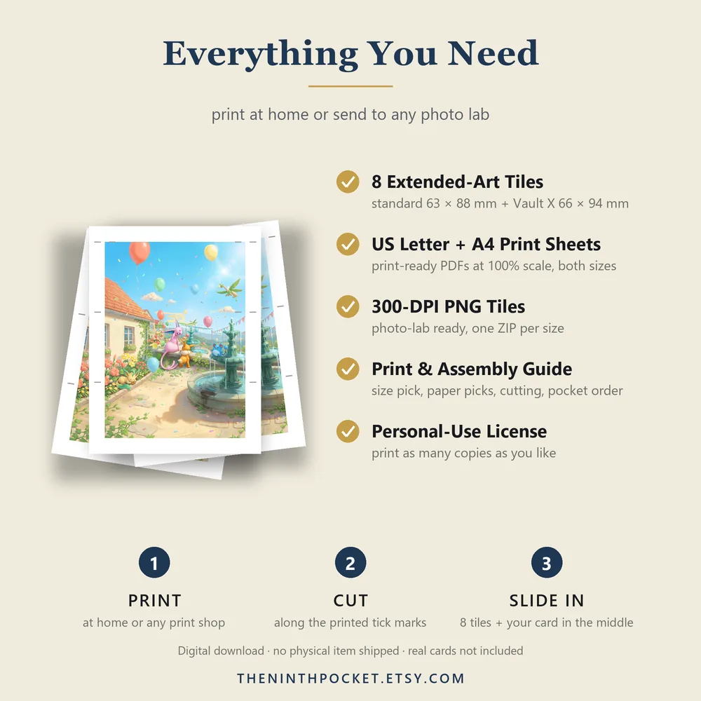 What is included: PDFs, 300 DPI tiles, print guide