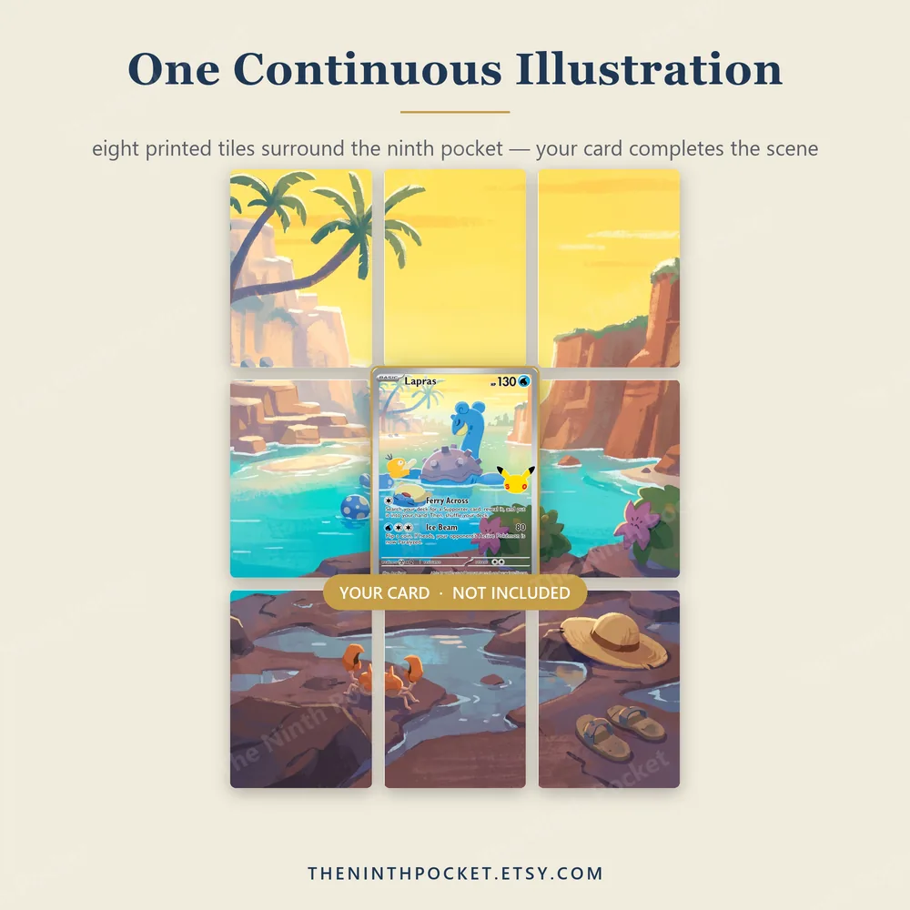Lapras 131/128 30th Celebration: the eight tiles laid out around the card