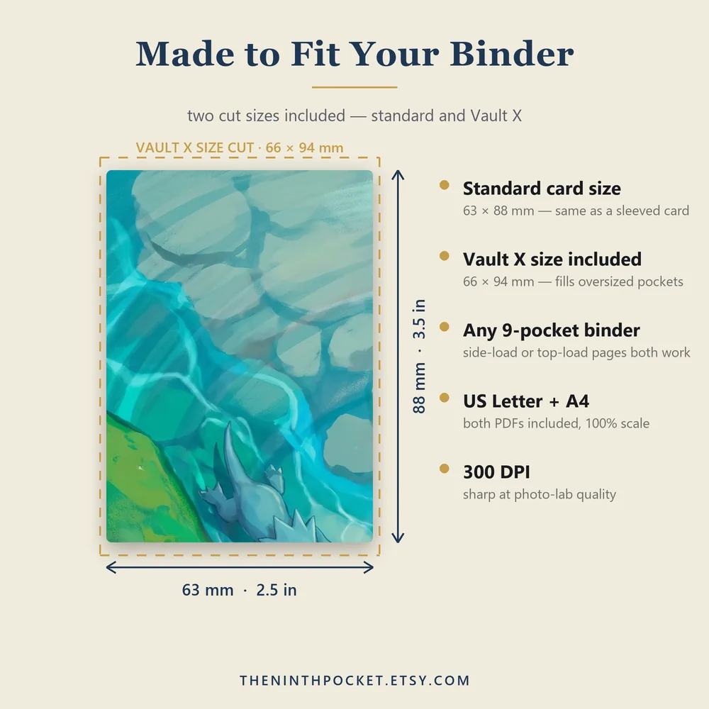 Tile size guide: standard 63 by 88 mm and Vault X 66 by 94 mm