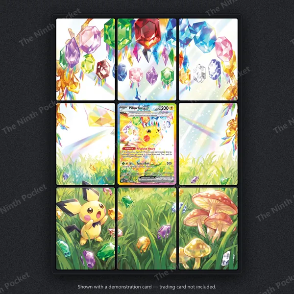 Pikachu ex 238/191 Surging Sparks binder page shown in a 9-pocket binder