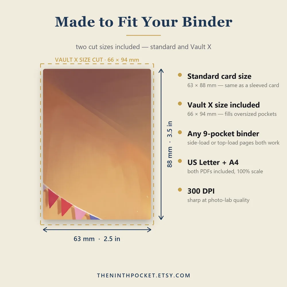 Tile size guide: standard 63 by 88 mm and Vault X 66 by 94 mm