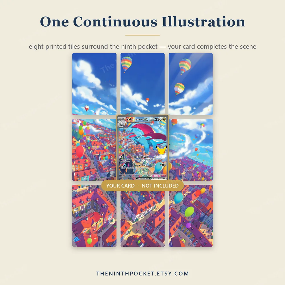 Salamence EX 156/128 30th Celebration: the eight tiles laid out around the card